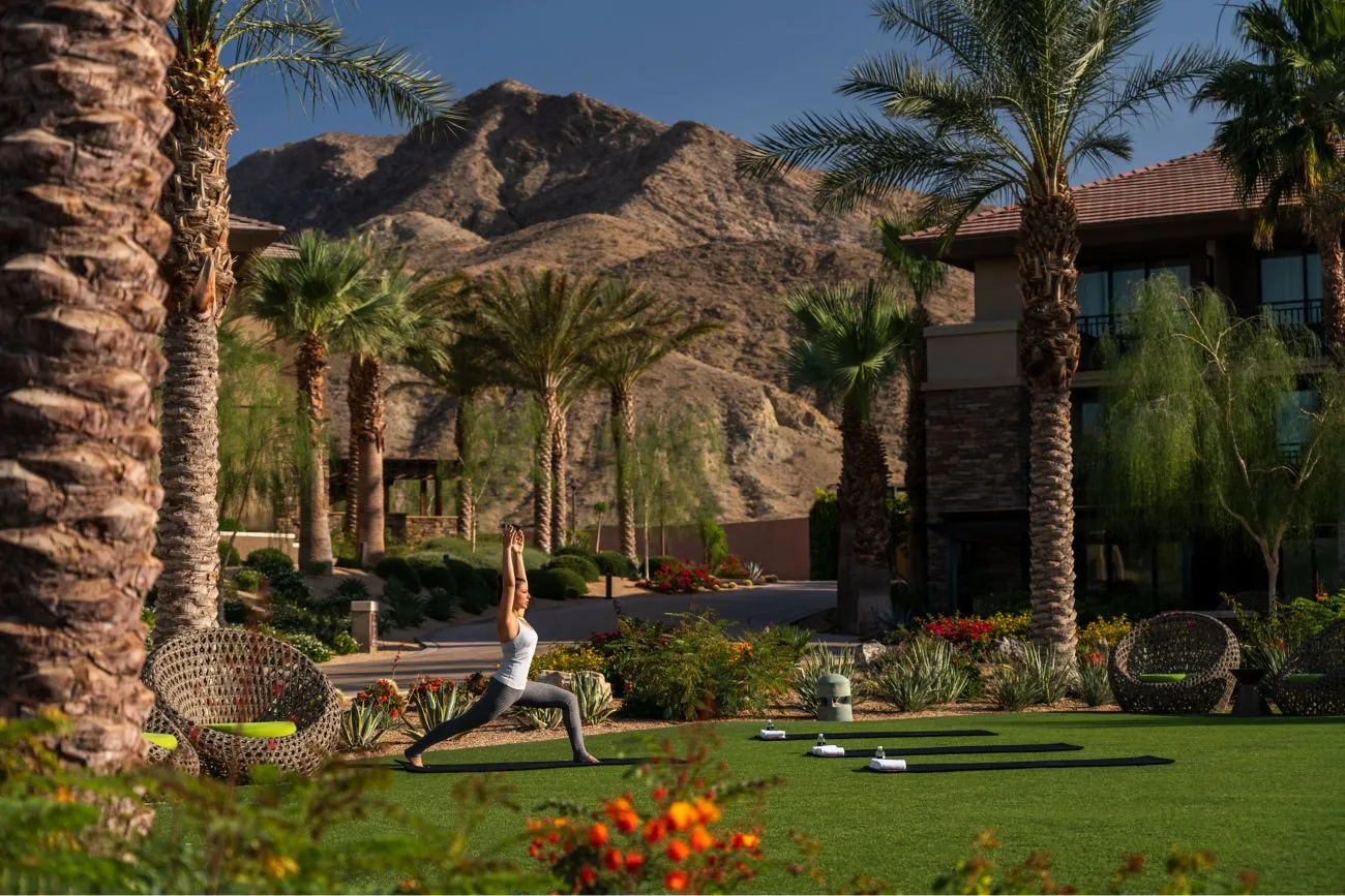 Yoga on the lawn at The Oasis